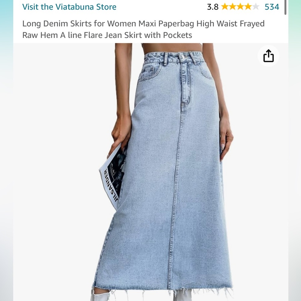 NWOT Amazon Light Blue Demin Maxi Skirt